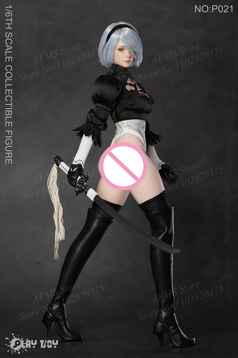PLAY TOY P021 1/6 Scale Collectible Figure Nier Beauty 2B Sister Medical Gradesilicone Body 12'' Women Soldier Action Figures