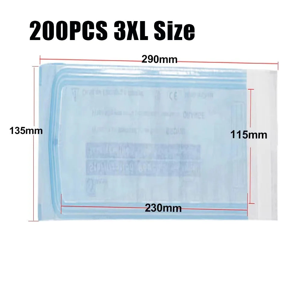 200/20/10PCS Disposable Self-sealing Sterilization Pouches Bags 7 Sizes Medical-grade Bag Disposable Nail Art Tattoo Accessories