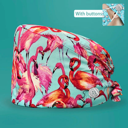 Personalized Printing Doctor Surgical Cap Long Hair Classic Nurse Toe Hat for Men Women Sweat-absorbent Towel Cotton Scrub Cap