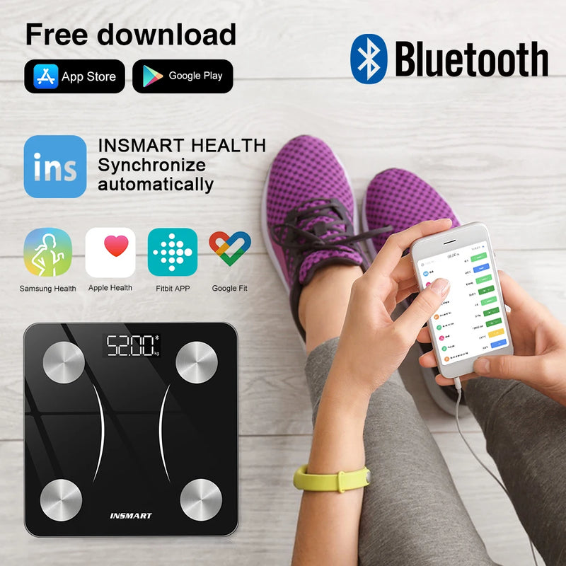 INSMART Bathroom Scale Smart Body Balance Body Fat Digital Bioimpedance Scale Electronic Persona Scale Digital Weight Body Scale