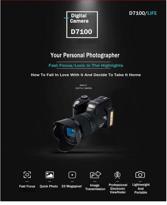 HD 2024 POLO Camera Digital Camera 33Million Pixel Auto Focus Professional SLR Video Camera 24X Optical Zoom Three Lens Bag
