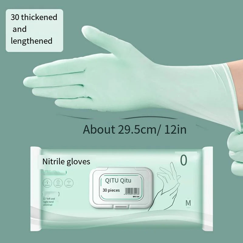 30Pcs Disposable Gloves Household Cleaning Kitchen Dishwashing Durable Food Grade Lengthened Thickened Waterproof Gloves