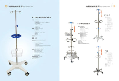 EU-IV533 Hospital Medical Folding  Stand Collapsible IV Pole Stand With Bottle Rack And Tray