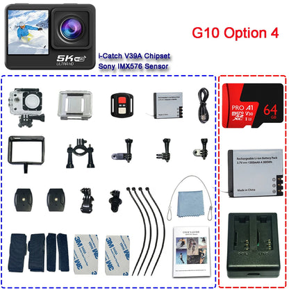 Action Camera 5K 4K60FPS EIS 48MP Wi-Fi Dual Screen 170D 8X Zoom Pre Record 30M Waterproof Sport Camera With Sony IMX576 Lens