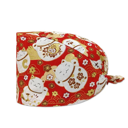 Cartoon Printed Women's Surgical Cap, 100% Pure Cotton Dental Cap, Beauty Salon Breathing and Cleaning Cap, Laboratory Work Cap