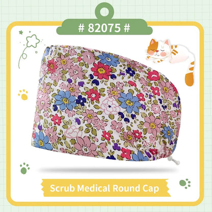 Nice-looking Printing Doctor Hat Surgical Cap for Long Hair Classic Nurse Baotou Caps Women Men Sweat-absorbent Towel Scrub Hat