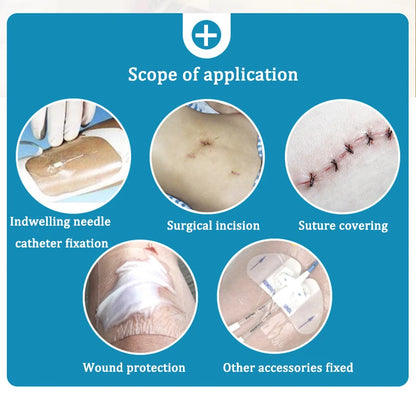 50Pcs Medical Waterproof Transparent Film Wound Dressing PICC I.V. Cannula Infusion Indwelling Needle Fixation Sticker Patch