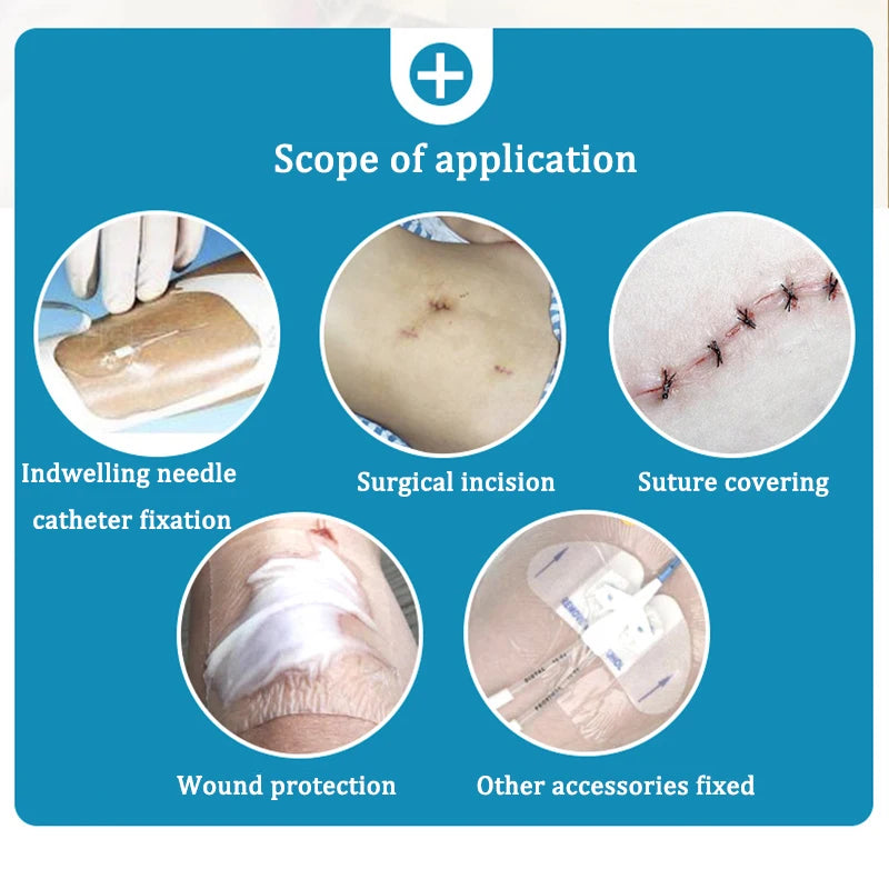 50Pcs 6x7cm Medical Transparent IV Cannula Film Dressing Waterproof Adhesive Indwelling Needle Catheter Fixation Sticker