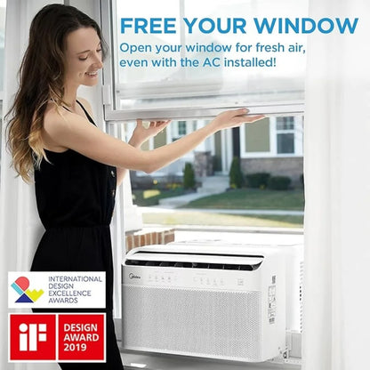 12,000BTU U-Shaped Smart Inverter Air Conditioner–Cools up to 550Sq. Ft. Ultra Quiet with Open Window Flexibility Remote Control