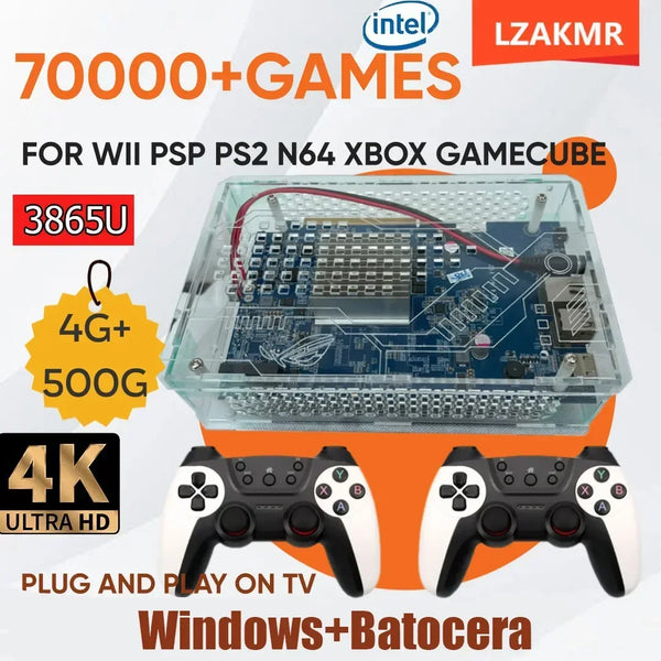 LZAKMR U9 Plug and Play Retro 3865U Game Console 500G HDD 70000+Games For Wii PS2 XBOX PSP GameCube N64 Wireless handle