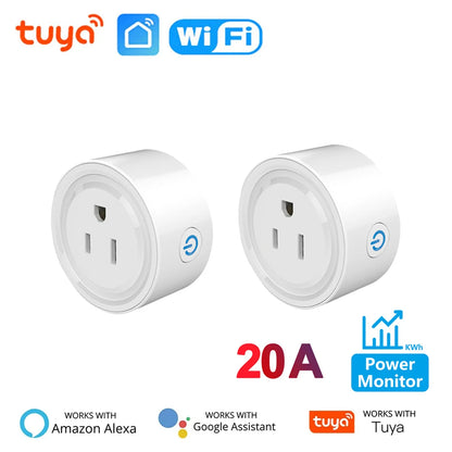 Tuya WiFi Smart Plug 20A with Power Monitor US Canada Mexico Peru Japan Colombia Smart Socket Timer Work With Alexa Google Home