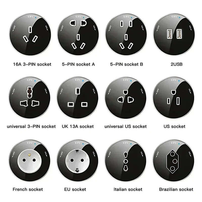 Power Movable Power Track Socket Appliances Popular US/UK/EU/FR Universal Outlets Wall Electrical Plug Adapter with USB/LED