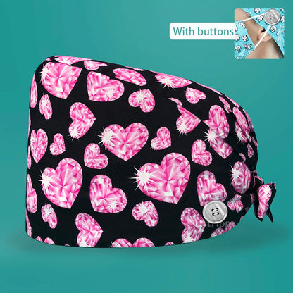 Personalized Printing Doctor Surgical Cap Long Hair Classic Nurse Toe Hat for Men Women Sweat-absorbent Towel Cotton Scrub Cap