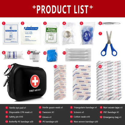 91pcs Portable Emergency Medical Bag First Aid Storage Box For Household Outdoor Travel Camping Equipment Medicine Survival Kit