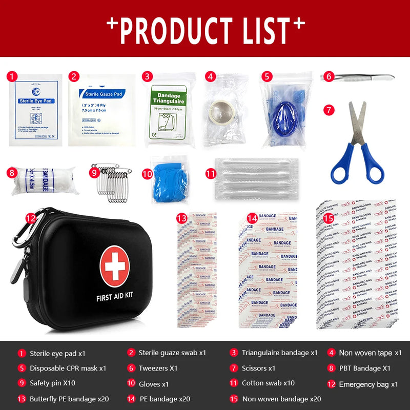 91pcs Portable Emergency Medical Bag First Aid Storage Box For Household Outdoor Travel Camping Equipment Medicine Survival Kit