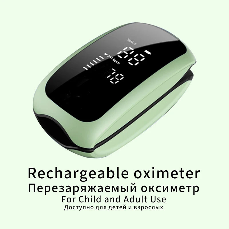 Recharge Finger Pulse Oximeter SpO2 Blood Oxygen Saturation Monitor with Rate Measurements Meter Medical Digital LED Heart Rate