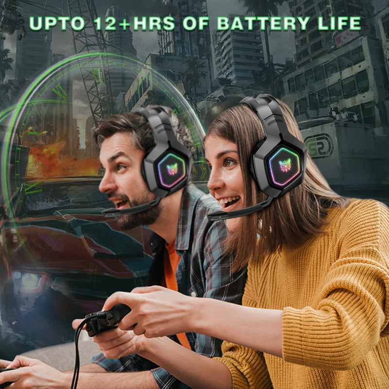 ONIKUMA B100 2.4Ghz Gaming Headset Noise Cancelling Wireless Headphone with Microphones RGB light Earphones for PS5, PS4, XBOX