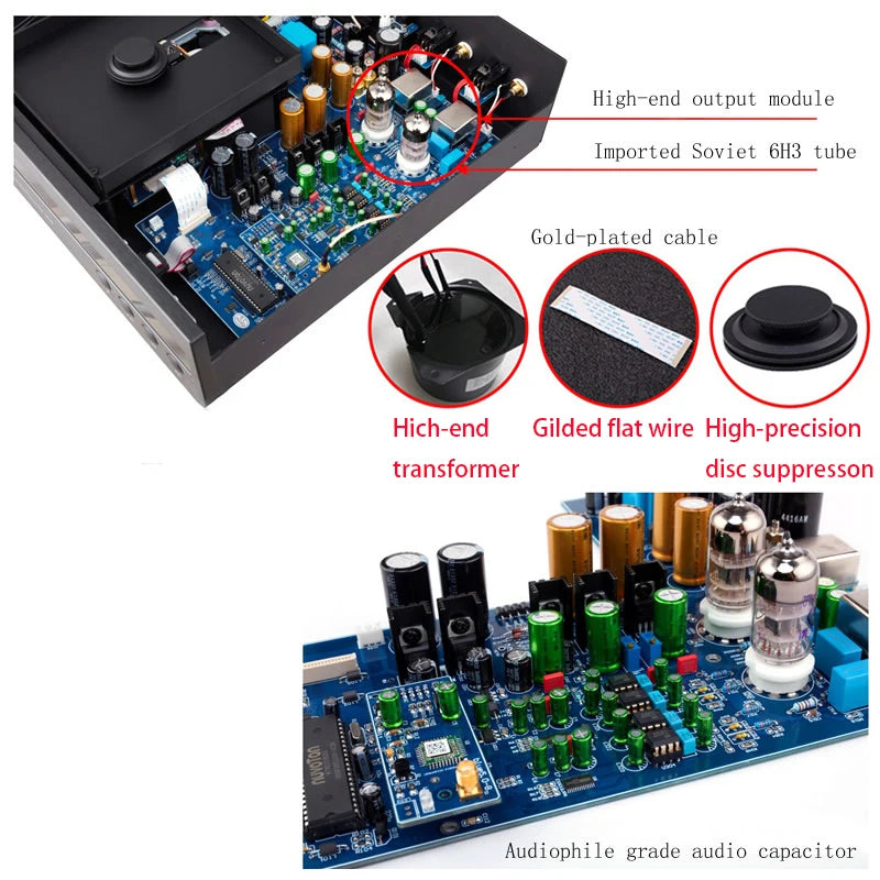 AIYIMA SMSL Music MU9 CD Turntable Player 6H3 Vacuum Tube HIFI CD carousel Player ES9018 Decoding Bluetooth with Balanced Output