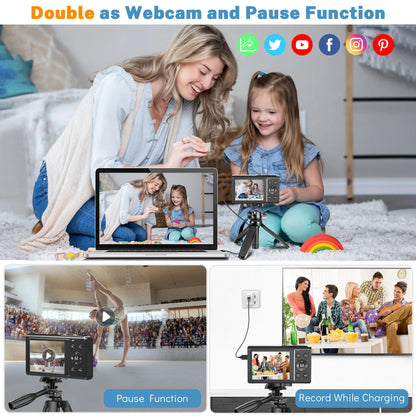 4K Digital Camera for Photography, Autofocus 4k Vlogging Camera, Compact Camera with 16X Digital Zoom, 2.4" Screen, 32GB Card