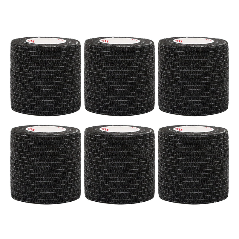 24Rolls Kindmax Self Adhesive Bandage Black, Elastic Breathable Sports Non-woven Wrap Finger Tape For Wrist Ankle First Aid