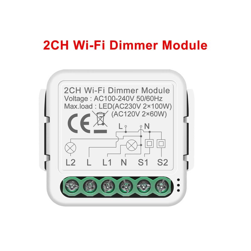 GIRIER Tuya Smart WiFi Light/Curtain/Dimmer Switch Modules Support 2 Way Control Works with Alexa Hey Google Alice No Hub Needed