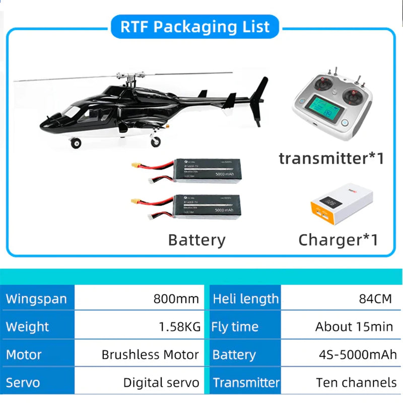 Flywing Airwolf 450 Size Helicopter GPS RTF Airwolf V2 Scale RC helicopter 6CH with H1 Flight Controller Auto-aerobatic Flight