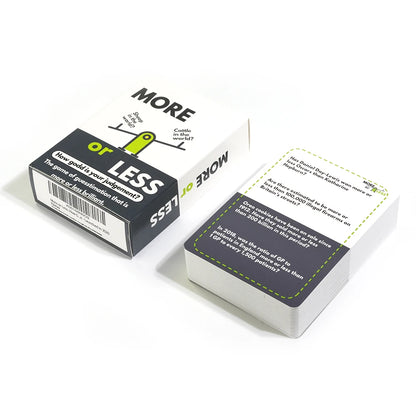 More or Less Card Game The Quiz Game Based On Fun Trivia Board Game How Good Is Your Judgement First Edition 1pc Educational Gam