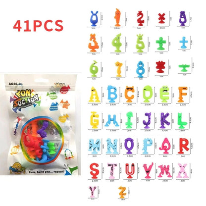Soft Silicone Building Blocks Toy Animal Shape Suction Toy for Kids Stress Release Parent-Child Interactive Game Sucker Bath Toy