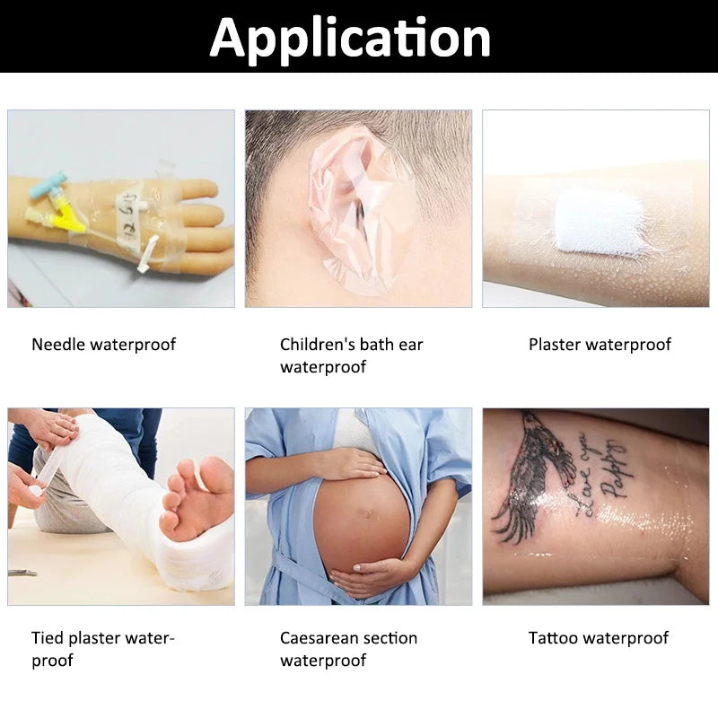 100Pcs Medical Transparent Wound Dressing PU Film Waterproof Adhesive Plaster Fixation Tape Tattoo Film Skin Protect Patch
