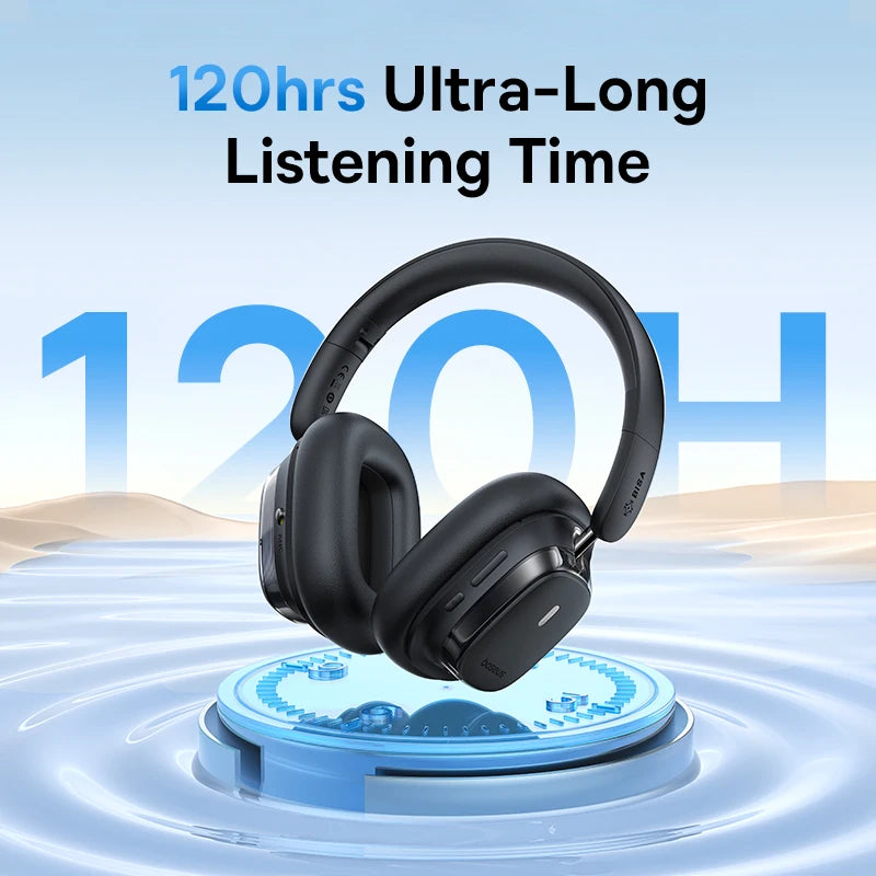Baseus Bowie 10 Max Wireless Headphones Hybrid -46dB Noise Cancelling 120H Gaming Time Hi-Res Earphones Bluetooth 5.4 Headset